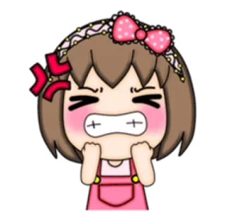 😠 angry, annoyed, cartoon, cute, girl, expression telegram sticker