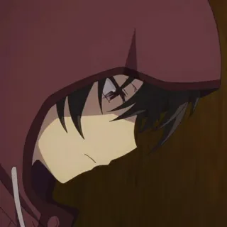 🥀 Anime, Personnage, Sweat à capuche, Triste, Pensif telegram sticker