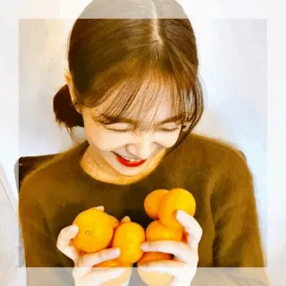 🏹 wanita, jeruk, buah, potret, tersenyum, gadis telegram sticker