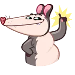 👍 주머니쥐, 동물, 만화, 좋아요, 긍정적 whatsapp sticker