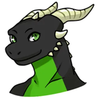 🙂 dragon, animal, reptile, fantaisie, dessin animé, mignon, vert, noir telegram sticker