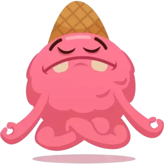 😑 мороженое, медитация, мультфильм, еда, розовый telegram sticker