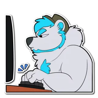 🖥 Furry, Beruang, Komputer, Mengetik, Kartun, Gamer, Binatang whatsapp sticker