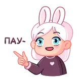 🔫 bunny, girl, cartoon, cute, pink, peace sign telegram sticker