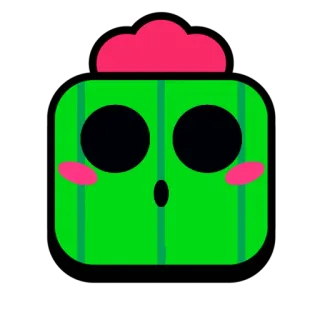 😨 cactus, vert, rose, surpris, expression, plante, dessin animé telegram sticker