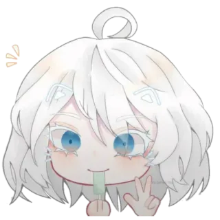 🍄 chica anime, linda, signo de paz, chupetín whatsapp sticker