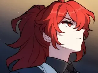 🌟 Diluc Genshin Impact Anime, Rambut merah, Serius, Video game, Karakter whatsapp sticker