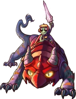 😙 Fantasy, Creatura, Cavaliere, Mostro, Spada, Illustrazione telegram sticker