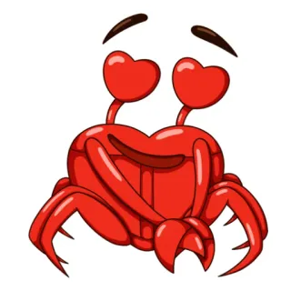 😍 螃蟹, 心, 爱, 卡通, 动物, 海洋生物, 情人节 telegram sticker