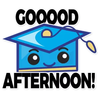 🙂 GOOOOD AFTERNOON! formatura, tarde, parabéns, desenho animado, educação telegram sticker