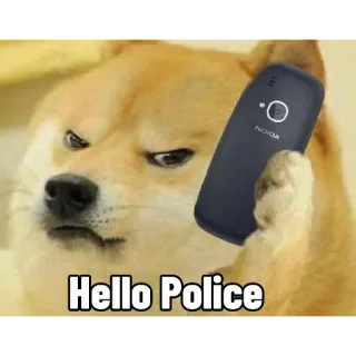 🚨 Hello Police Doge, Pies, Meme, Halo Policja, Telefon, Nokia, Zwierzę telegram sticker