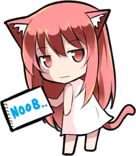 😔 Noob... Аниме, Девушка-кошка, Нуб, Милый, Манга, Стикер telegram sticker