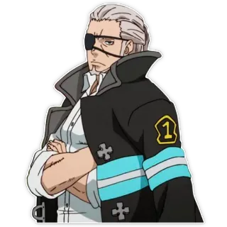 😒 anime, character, eyepatch, fire force telegram sticker
