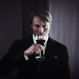 🗿 Hannibal Lecter Hannibal Hannibal, Mads Mikkelsen, wine, suit, elegant, dinner telegram sticker