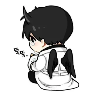 😔 뚝뚝 weinen, traurig, flügel, chibi, anime, cartoon whatsapp sticker