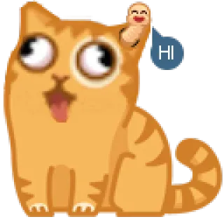 👋 Hi gatto, arancione, ciao, cartone animato whatsapp sticker