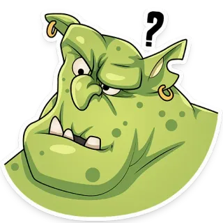 🧐 troll, pytanie, potwór, kreskówka, naklejka, ogr telegram sticker
