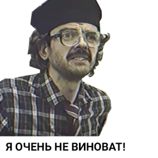 😞 Я ОЧЕНЬ НЕ ВИНОВАТ! man, glasses, beret, russian, sticker telegram sticker