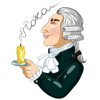 🚶 пока bougie, personnage historique, perruque, portrait, fumée, russe, personne whatsapp sticker