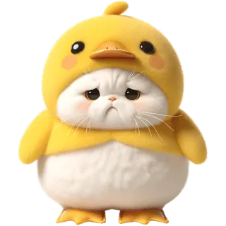😔 kot, kociak, słodki, zwierzę, zwierzę domowe, kaczka, kostium telegram sticker