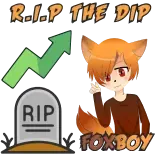🤩 R.I.P THE DIP chicorro zorro, RIP, lápida, caída, bolsa, ganancia, flecha telegram sticker