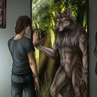 🙏 loup-garou, transformation, fantaisie, monstre, homme, loup, horreur telegram sticker