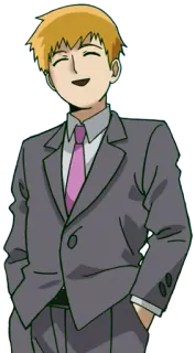 😄 Reigen Arataka Mob Psycho 100 Anime, Charakter, Reigen Arataka, Mob Psycho 100, Anzug, Blond whatsapp sticker
