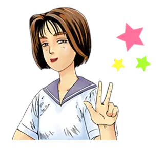 ✌ Anime, Fille, Uniforme scolaire, Signe de paix, Joyeux telegram sticker