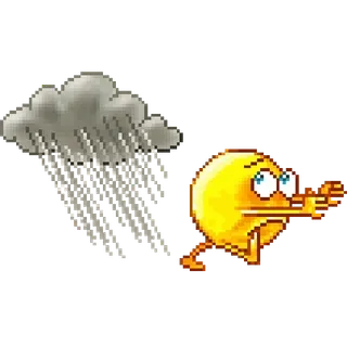 🌧 Emoji, Wetter, Regen, Wolken, Laufen, Gelb whatsapp sticker
