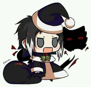 🎅 Anime, Chibi, Noël, Bonnet de Père Noël, Mignon, Manga, Hiver whatsapp sticker