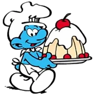 🎂 Smurf สเมิร์ฟ, เชฟ, ของหวาน, อาหาร, การ์ตูน whatsapp sticker