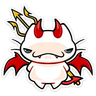 ⭐ devil, demon, cartoon, sticker, cute, horns, wings, tail, pitchfork telegram sticker