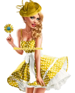 🌼 @Beautiful.Stickers mujer, vestido, amarillo, flor, moda, estilo, chica telegram sticker