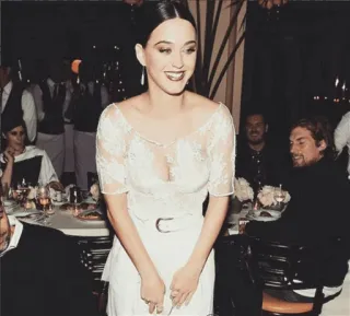 💫 katy perry, gaun, wanita, selebriti, potret, mode, gaun putih telegram sticker