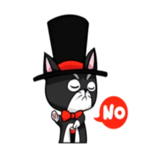 😞 NO gato, não, rejeição, animal, desenho animado, cartola telegram sticker