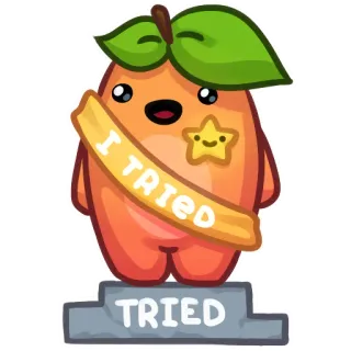 ⭐️ I TRIED peach, trophy, I tried, cute, cartoon, sticker, motivational telegram sticker