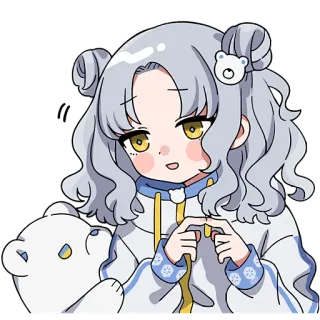 😳 アニメガール, かわいい, 可愛い, カートゥーン, ステッカー, クマ, ホッキョクグマ, イラスト telegram sticker
