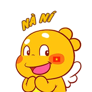 😝 NÀ NÍ fofo, desenho animado, vietnã, personagem, adorável whatsapp sticker