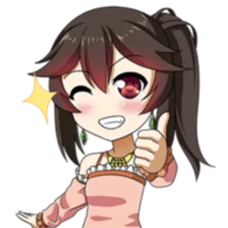 👍 Anime, Chibi, Cartoon, Daumen hoch, Mädchen, Zwinkern, Süß whatsapp sticker