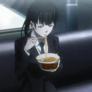 🍬 anime, girl, eating, noodles, lunch, dinner whatsapp sticker