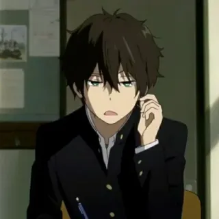 🌿 Houtarou Oreki Hyouka 애니메이션, 교복, 빙과, 오레키 호타로, 캐릭터 telegram sticker