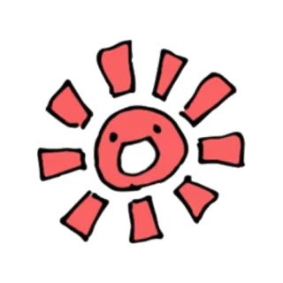 ⛅ sol, lindo, dibujos animados, rojo, feliz whatsapp sticker