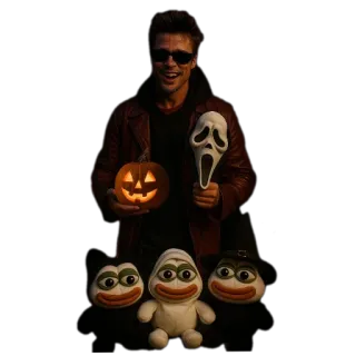 🥦 halloween, abóbora, máscara scream, pepe, brad pitt telegram sticker