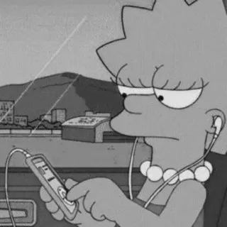 🎧 Lisa Simpson The Simpsons Cartoon, Musik, Traurig, Kopfhörer, iPod, Figur, Animiert whatsapp sticker