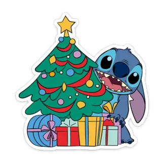 🎄 Stitch Stitch, Natale, Disney, Albero di Natale, Regali telegram sticker