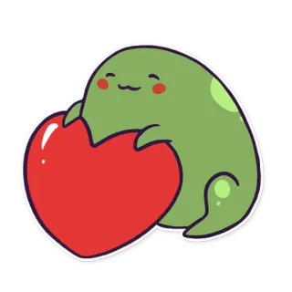❤️ Blob, Hati, Lucu, Hijau, Kawaii, Cinta whatsapp sticker