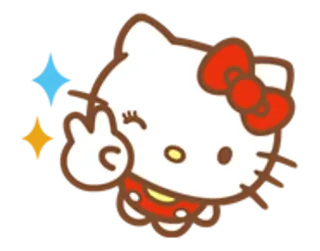 🌟 Hello Kitty mignon, chat, dessin animé, kawaii, paix telegram sticker