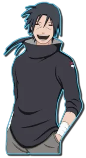 😄 Sasuke Uchiha Naruto 动漫, 卡通, 快乐, 微笑, 宇智波, 佐助 telegram sticker