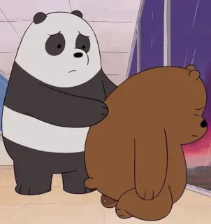 😭 Grizz, Panda We Bare Bears triste, dessin animé, réconfort, ours, We Bare Bears, Grizz, Panda telegram sticker
