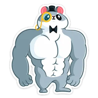 💪 仓鼠, 肌肉, 单片眼镜, 卡通, 动物, 强壮, 绅士, 精致 telegram sticker